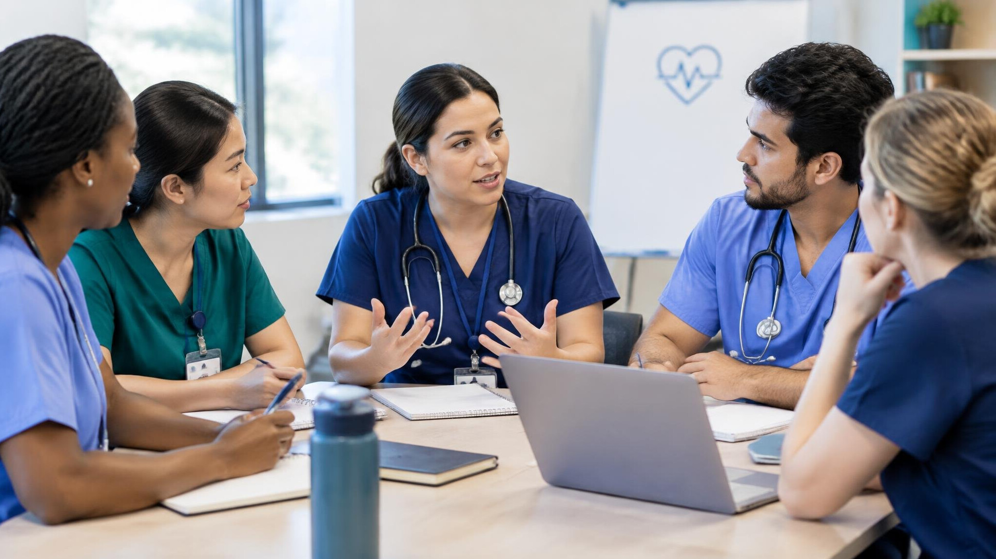 nurses in group discussion