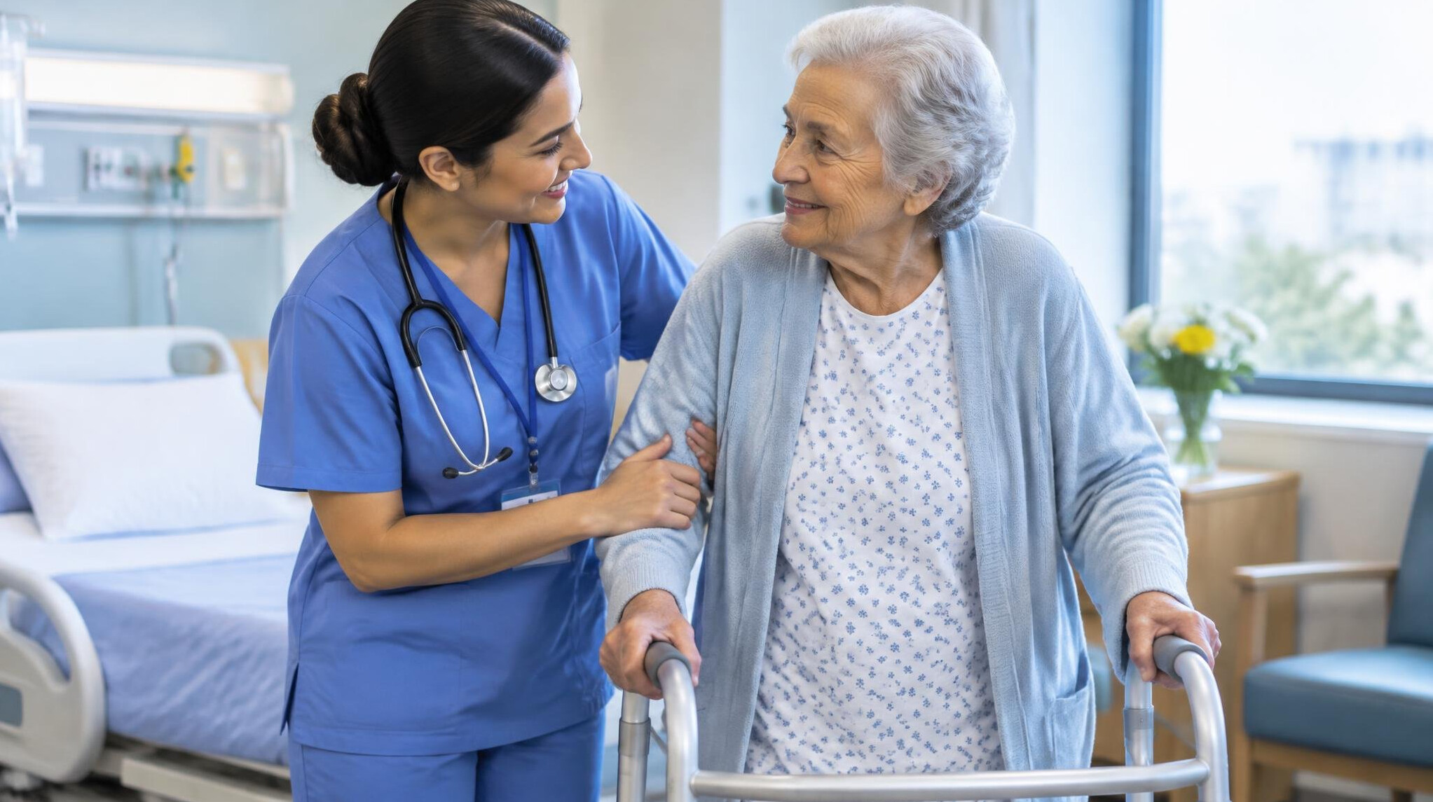 nurse helping elderly patient